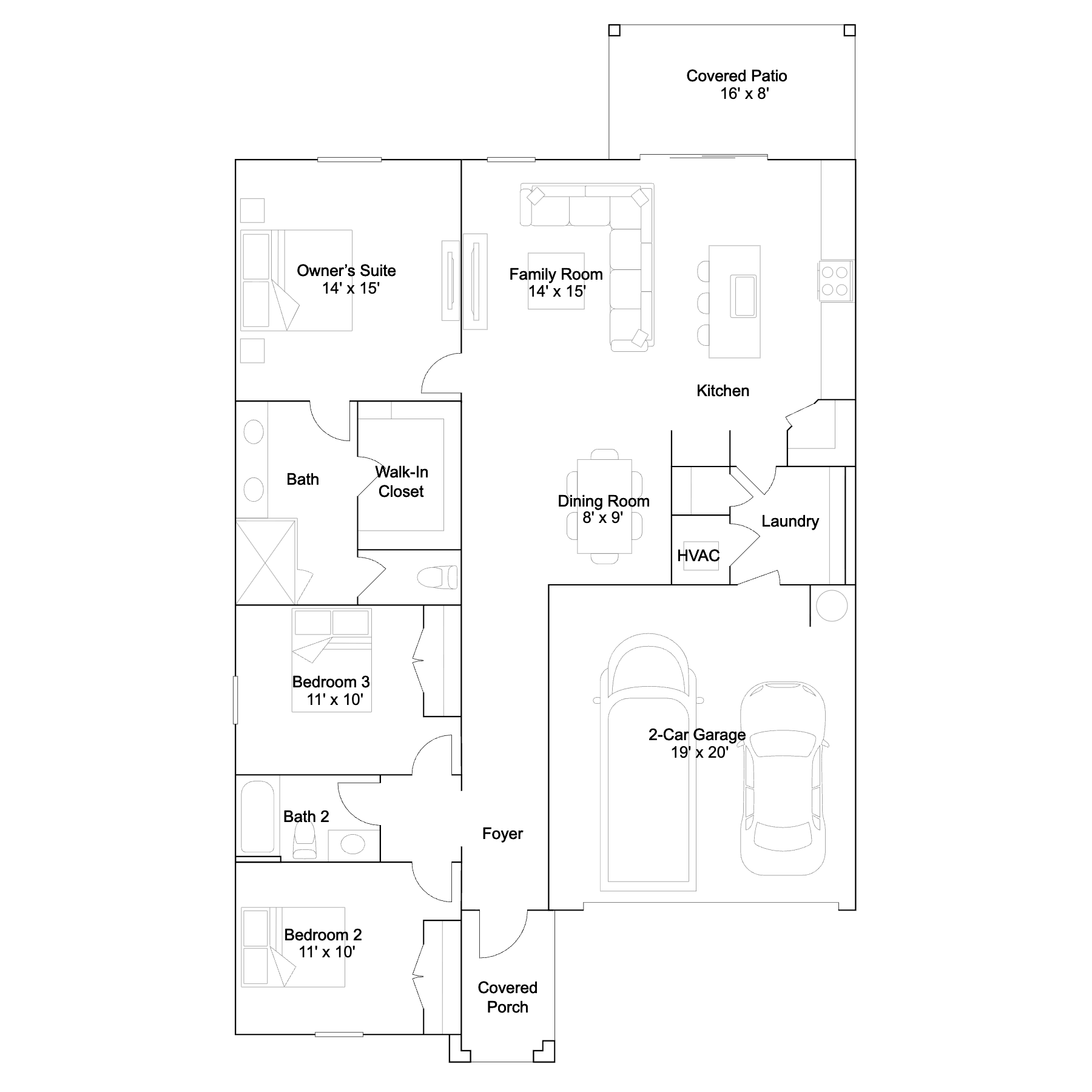 Floor plan layout of the Armstrong by Lennar at Willow in Punta Gorda, Florida