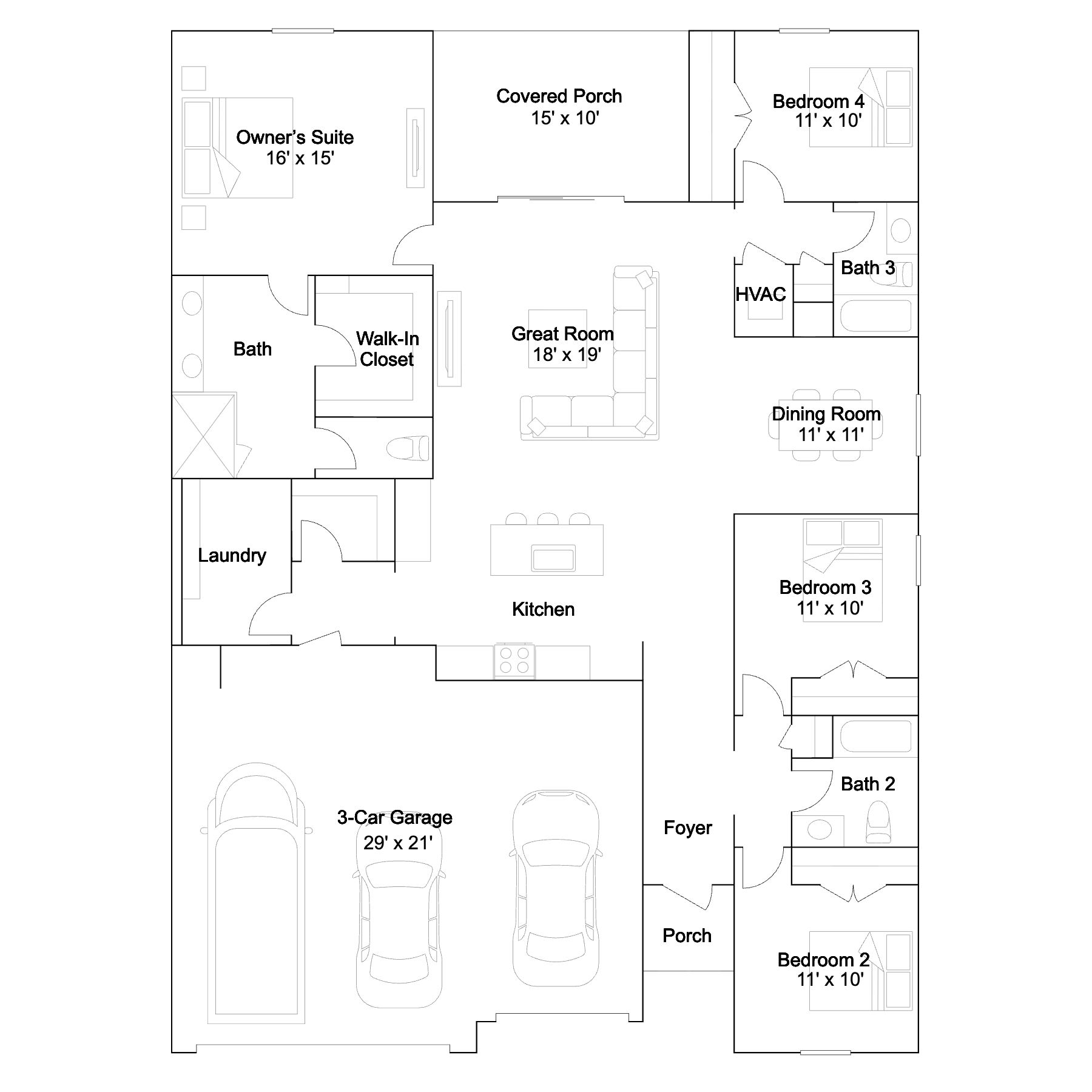 Floor plan layout of the Coral Bay by Lennar at Willow in Punta Gorda, Florida