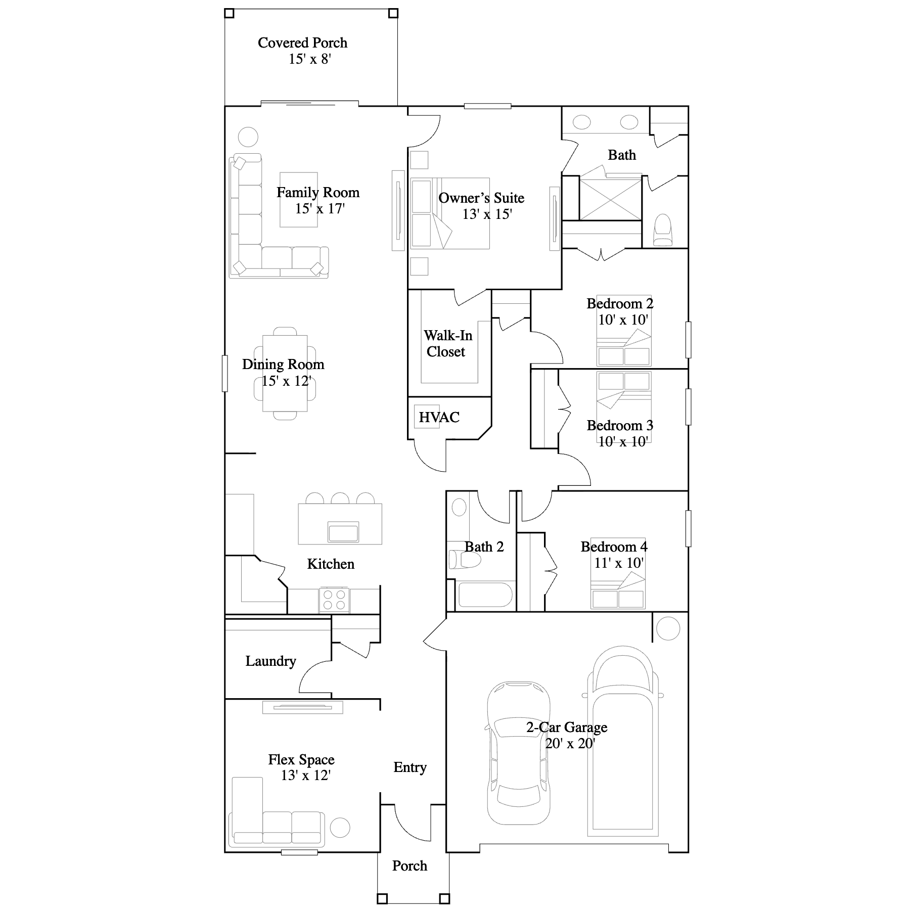 Floor plan layout of the Franklin by Lennar at Willow in Punta Gorda, Florida