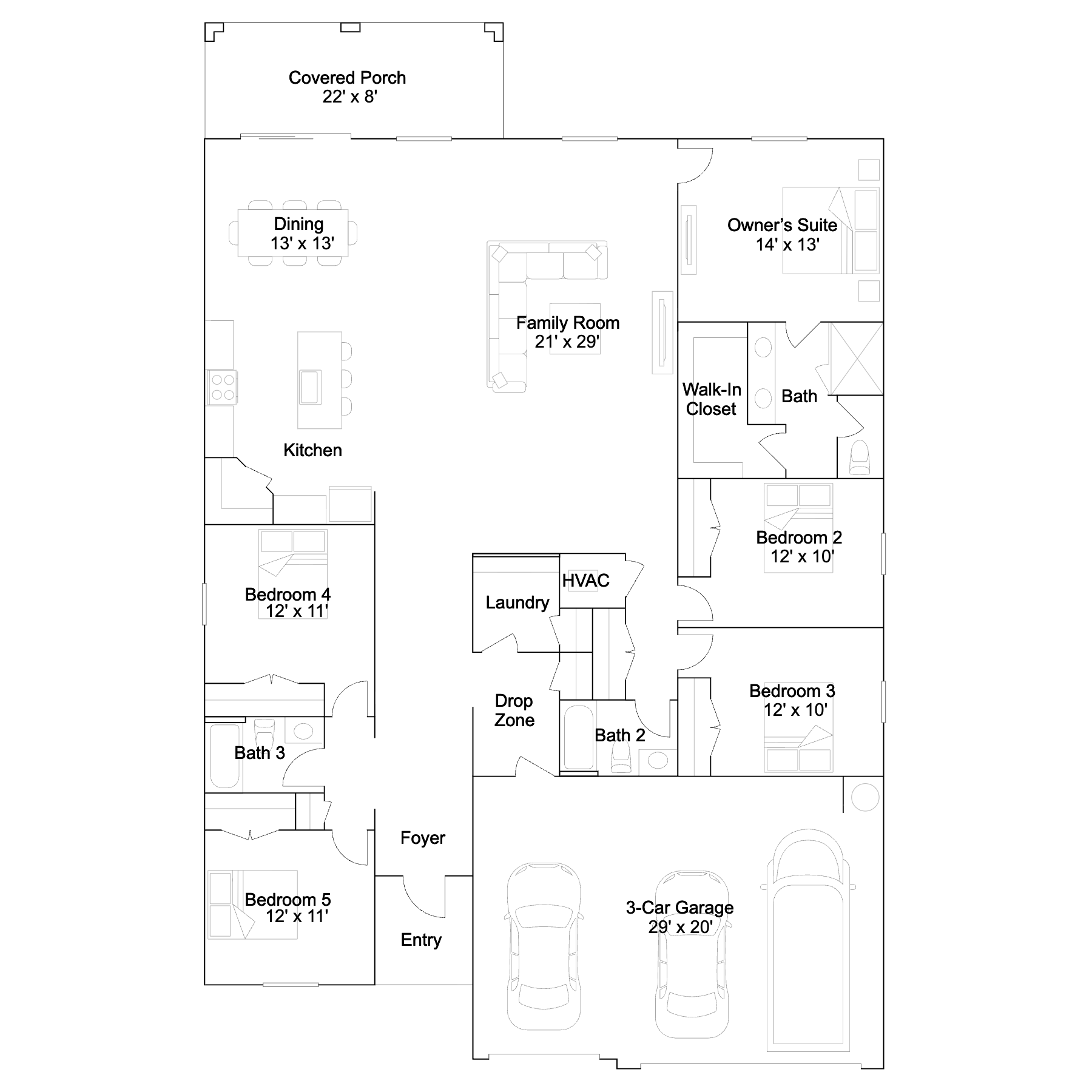Floor plan layout of the Harborwalk by Lennar at Willow in Punta Gorda, Florida