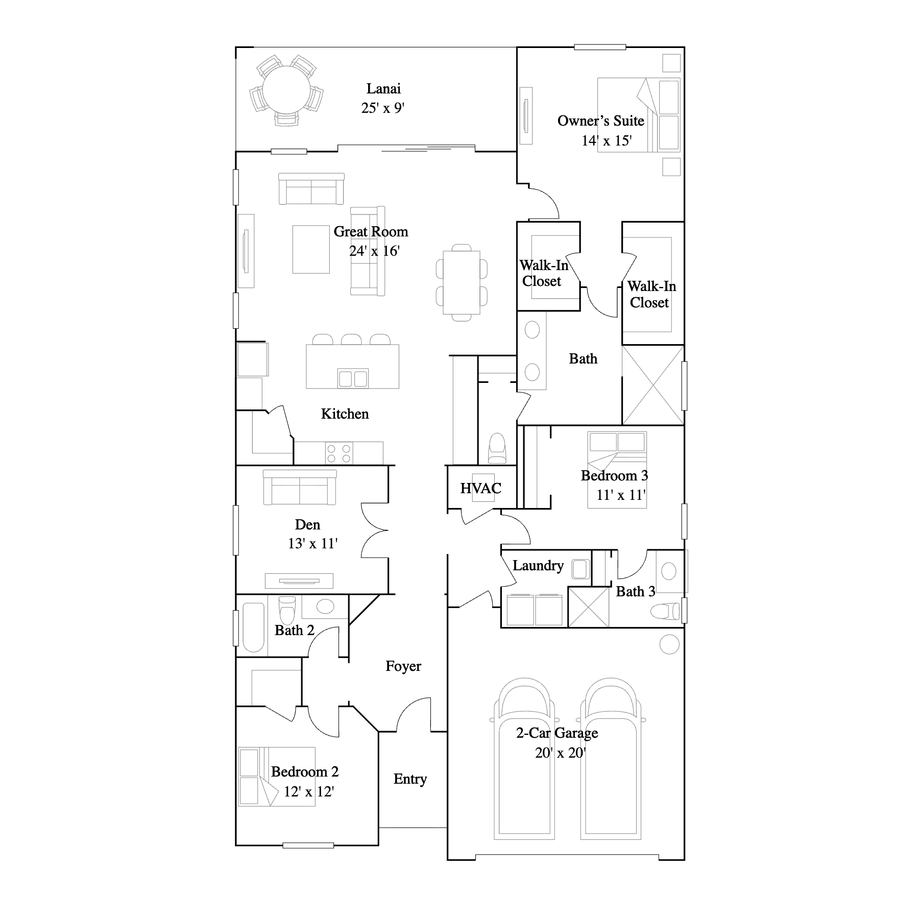 Floor plan layout of the Marsala by Lennar at Willow in Punta Gorda, Florida