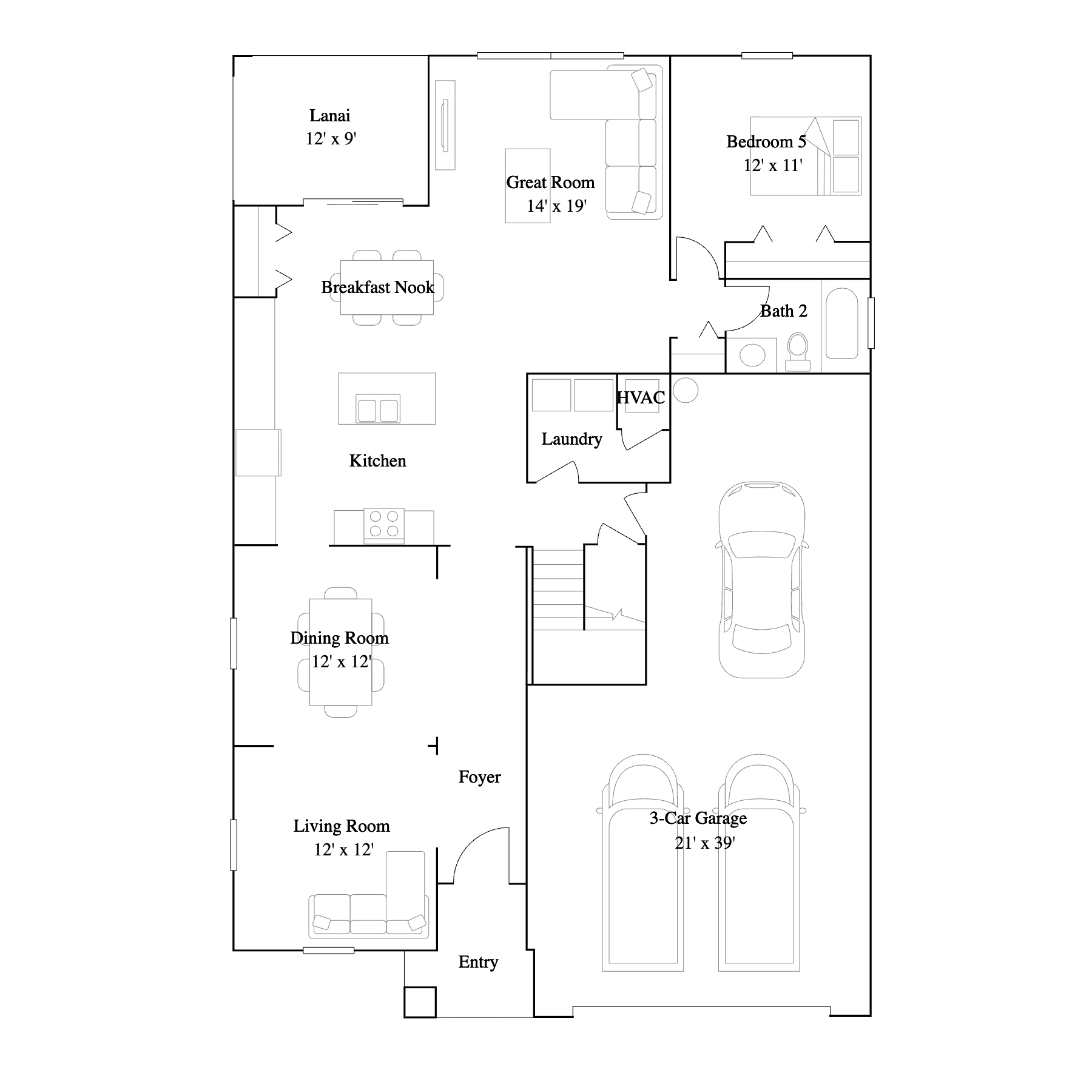 Floor plan layout of the Monte Carlo by Lennar at Willow in Punta Gorda, Florida
