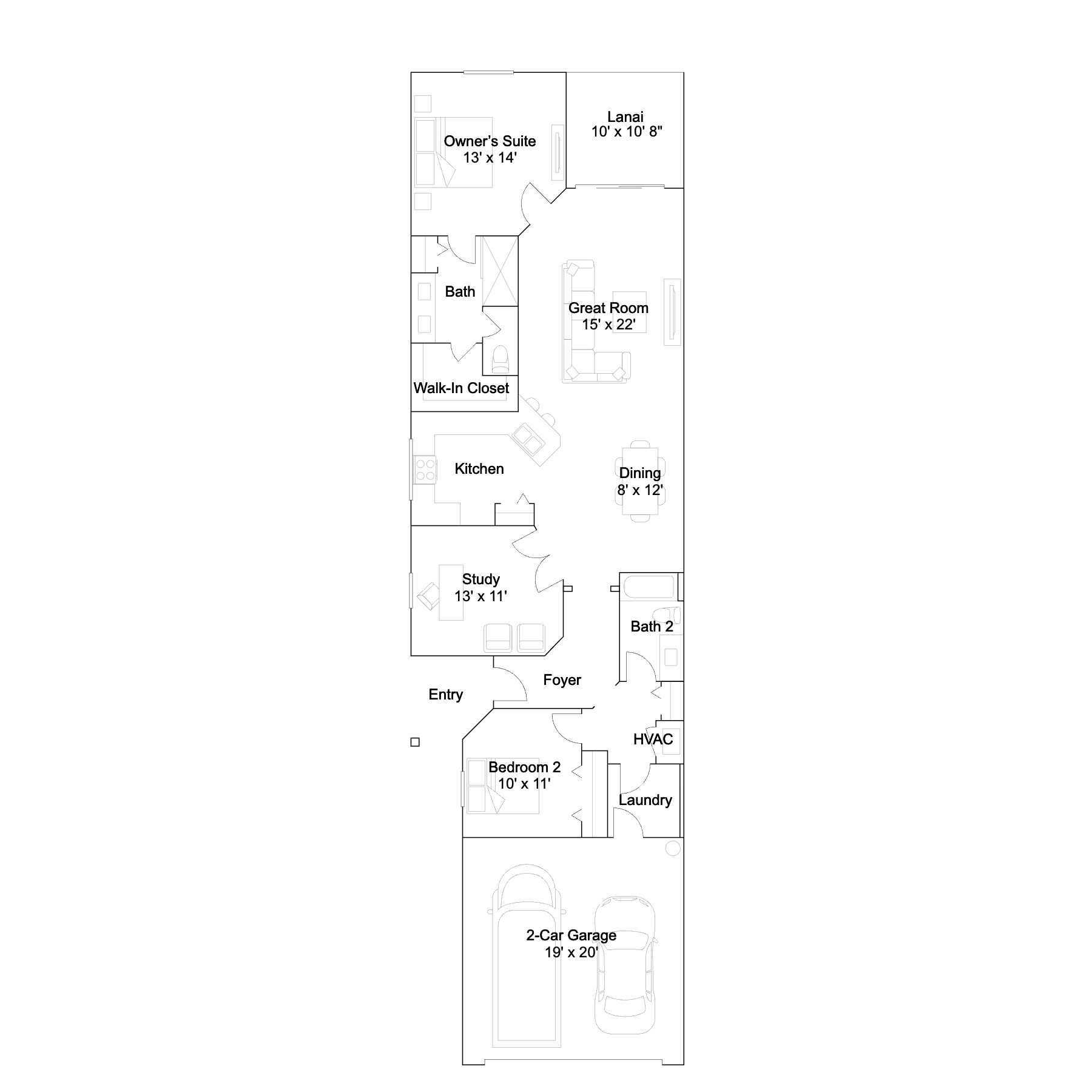 Floor plan layout of the Osprey by Lennar at Willow in Punta Gorda, Florida