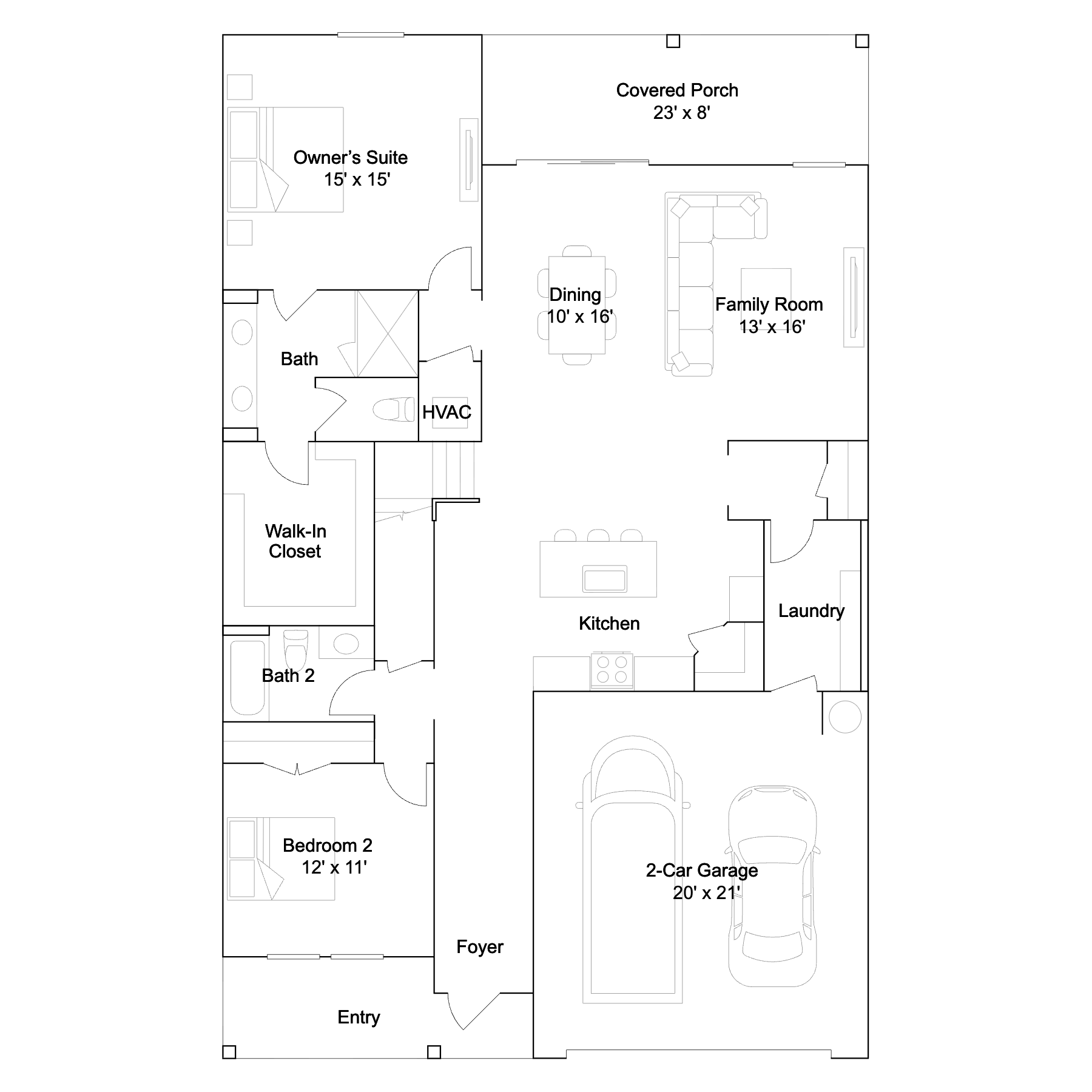 Floor plan layout of the Teller by Lennar at Willow in Punta Gorda, Florida