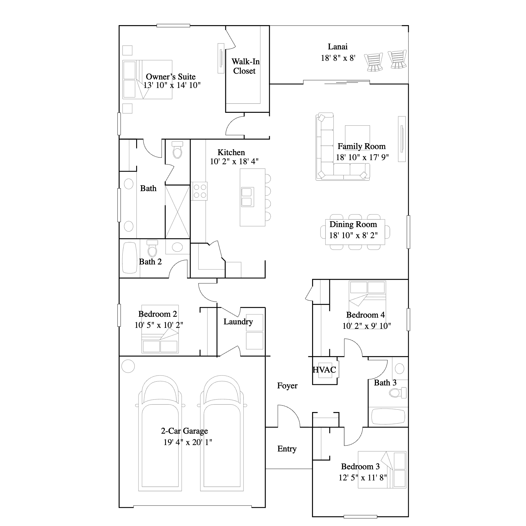 Floor plan layout of the Trevi by Lennar at Willow in Punta Gorda, Florida
